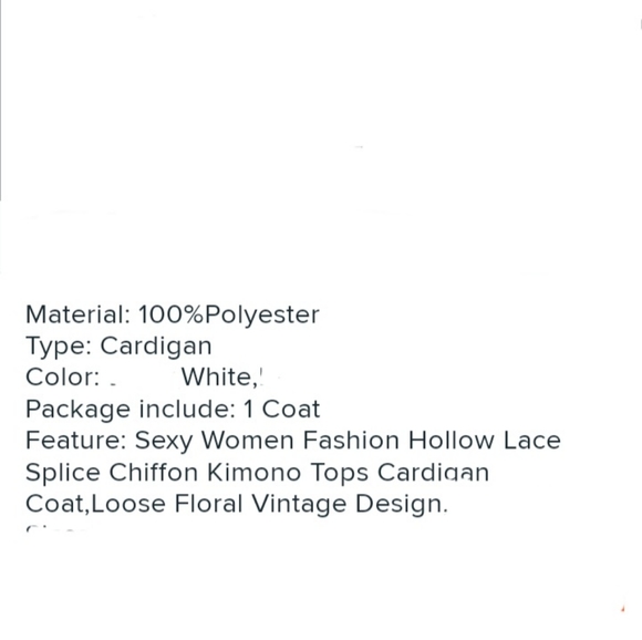 Long Sleeve Woven Woven Lace Chiffon Irregular Hem OpenFront Kimono Duster Ivory - Picture 4 of 7